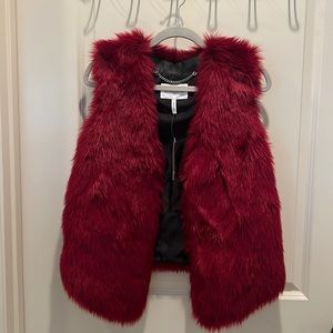 BCBG Red Faux Fur Vest